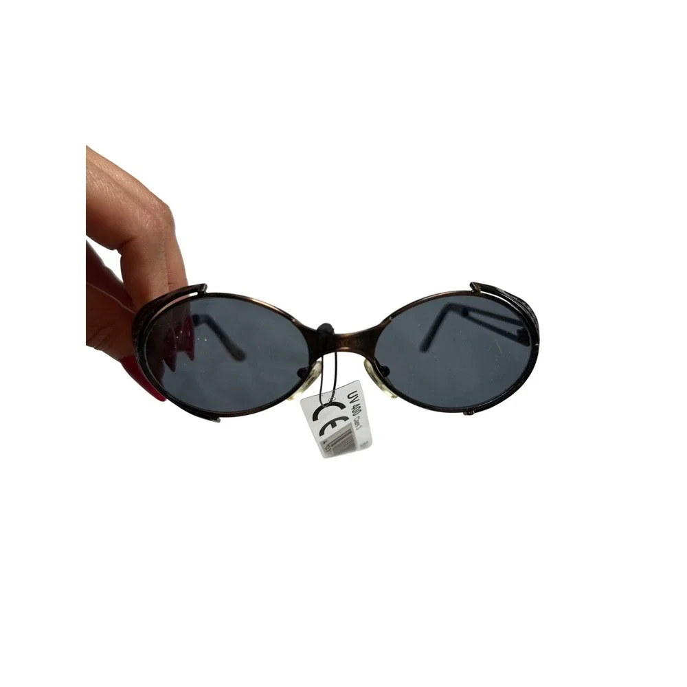 Vintage 90s Steampunk Sunglasses Bronze Mesh Sides